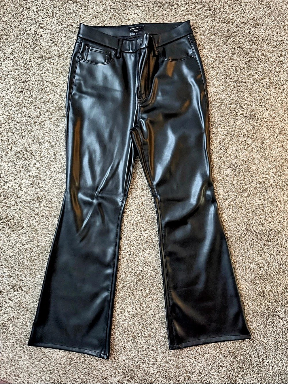 Good American Good Legs High Rise Faux Leather Flare Pants
